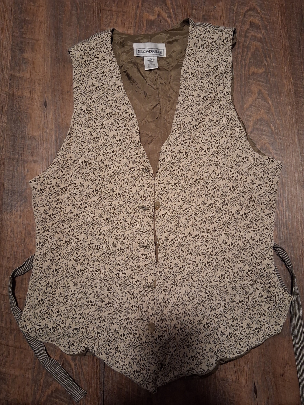Escadrille Beige Floral Women's Vest Vintage